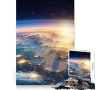 Puzzle spazio-stellare Terra Luce per ragazzi, 1000 pezzi, gioco di abilità mentale, design semplice e divertente, assemblaggio, regalo memorabile 38x52cm
