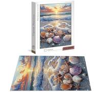 Puzzle Spiaggia Puzzle 1000 Pezzi Jigsaw Adulti DIY Classici Gioco, Puzzles a Forma di Conchiglia, Giochi Rilassamento e Intelligence per Ragazzi da 14 Anni 75x50 cm/1000 pcs con Scatola Regalo B-6599