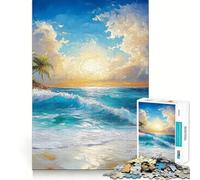 Puzzle "Spiaggia soleggiata" per ragazzi, 1000 pezzi, gioco cognitivo, hobby tranquillo, bordo premium, regalo di Natale 38x52cm