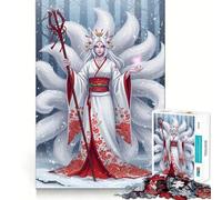 Puzzle Spirito innevato della Regina Kitsune per adolescenti, 1000 pezzi, gioco di logica, rilassante, taglio preciso, (38x26cm)