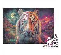 Puzzle Split White And Orange Tiger Portrait 1000 Pezzi Per Adulti E Ragazzi, Collection, Idea Regalo Uomo E Donna, Wildlife,70x50cm/1000pcs
