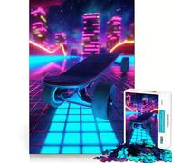 Puzzle Sport Neon Skateboard da 1000 pezzi per adulti, gioco intelligente per interni, taglio liscio, Babbo Natale, scegli il tuo desiderio 38x52cm