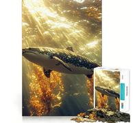 Puzzle "Squalo che nuota nella foresta di alghe" per adolescenti, 1000 pezzi, gioco per esercizi mentali, attività per la casa, taglio di precisione, decorazione murale 50x75cm