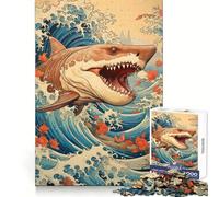 Puzzle "Squalo Giappone Grande Onda" da 1000 pezzi per adolescenti, gioco di logica semplice, svago facile, taglio perfetto, regalo di compleanno 38x26cm