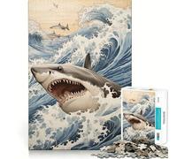 Puzzle "Squalo Giappone - Grande Onda" per ragazzi, 1000 pezzi, gioco intelligente per il tempo libero, taglio preciso, regalo stagionale 50x75cm