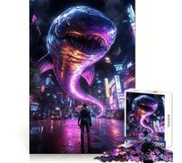 Puzzle "Squalo in città" da 1000 pezzi per ragazzi, gioco stimolante per il pensiero creativo, divertimento rilassante, taglio preciso, regalo di Natale 50x75cm
