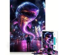 Puzzle "Squalo in città" da 1000 pezzi per ragazzi, gioco stimolante per il pensiero creativo, divertimento rilassante, taglio preciso, regalo di Natale 50x75cm