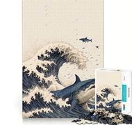 Puzzle "Squalo nella Grande Onda in Giappone" da 1000 pezzi per adulti, regalo, gioco per allenare la mente, rilassante, artistico, da assemblare, regalo memorabile 38x52cm