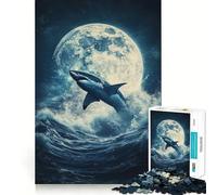 Puzzle "Squalo sulla Luna" per adolescenti, 1000 pezzi, gioco di logica e antistress, taglio preciso, regalo di Babbo Natale 38x52cm