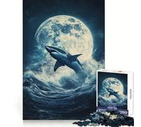 Puzzle "Squalo sulla Luna" per adolescenti, 1000 pezzi, gioco di logica e antistress, taglio preciso, regalo di Babbo Natale 38x52cm