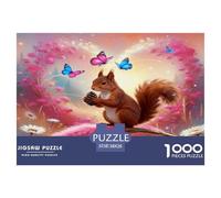 Puzzle Squirrel 1000 Pezzi Per Adulti E Ragazzi, Rompicapo Con Flower Bush Butterfly, Sfidante E Stimolante, Regalo Per Bambini E Adulti 38x26cm/1000pcs