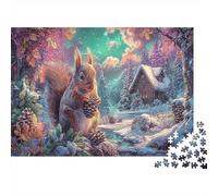 Puzzle Squirrel Holding Pinecone in Snow 1000 Pezzi Wildlife - Giochi Educativi E Decorazione Casa, Divertente Sfida, Per Adulti 38x26cm/1000pcs