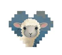 Puzzle stampato con arte delle pecore, 10,8 x 12,8 cm, puzzle a forma di cuore, gioco impegnativo per adulti, divertente decorazione da parete decorativa