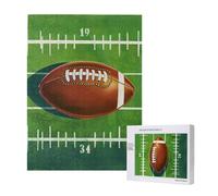 Puzzle stampato con campo da calcio americano e palla, con scatola portaoggetti, puzzle in legno per adulti e bambini, 500 pezzi, gioco decorativo divertente per la famiglia, 38 x 52 cm