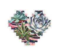 Puzzle stampato con piante grasse a righe, 10,8 x 12,8 cm, a forma di cuore, gioco impegnativo per adulti, divertente decorazione da parete per la famiglia