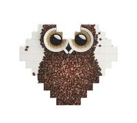 Puzzle stampato gufo chicco di caffè 10,8 x 12,8 cm, puzzle a forma di cuore impegnativo gioco per adulti, divertente decorazione decorativa da parete