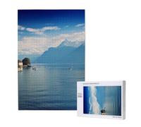 Puzzle stampato Lago di Ginevra con scatola, puzzle in legno per adulti e bambini, 1000 pezzi, gioco decorativo divertente per la famiglia