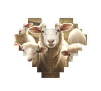 Puzzle stampato pecore e agnelli 10,8 x 12,8 cm, puzzle a forma di cuore impegnativo gioco per adulti, divertente decorazione decorativa da parete