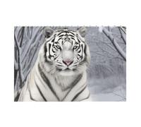 Puzzle stampato tigre bianca nella neve, 14,4 x 9,8 cm, puzzle rettangolare impegnativo gioco per adulti, regalo divertente per la famiglia, decorazione da parete decorativa