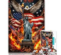 Puzzle Statua della Libertà da 1000 pezzi, regalo per adulti, antistress, per ammazzare il tempo durante le vacanze, con poster abbinato e foglio di quiz (38x26cm)