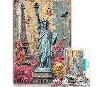 Puzzle Statua della Libertà puzzle da 1000 pezzi per adolescenti impegnativo e difficile con pezzi completamente interconnessi di forma casuale (50x75cm)