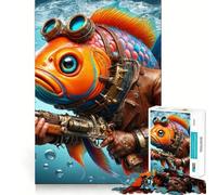 Puzzle Steampunk a forma di pesce rosso da 1000 pezzi per adulti, gioco stimolante per la mente, per momenti di relax, con dettagli nitidi e da collezione 38x26cm