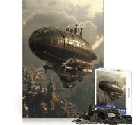Puzzle Steampunk Airship Over City da 1000 pezzi per adolescenti, gioco di logica, antistress, taglio netto, lista dei desideri di Babbo Natale 38x26cm