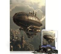 Puzzle Steampunk Airship Over City da 1000 pezzi per adolescenti, gioco di logica solido, divertimento rilassante, taglio di precisione, oggetto regalo di Babbo Natale 38x52cm