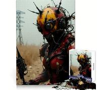Puzzle Steampunk Alien Warrior in a Field, 1000 pezzi, per adulti, gioco di allenamento mentale, divertimento condiviso, taglio di precisione, opera d'arte da esporre 38x52cm