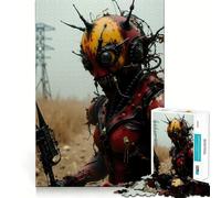 Puzzle Steampunk Alien Warrior in a Field, 1000 pezzi, per adulti, gioco di allenamento mentale, divertimento condiviso, taglio di precisione, opera d'arte da esporre 38x52cm