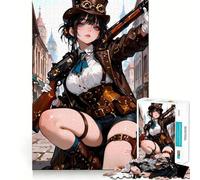 Puzzle Steampunk Anime con Ragazza con Fucile per Adulti, 1000 Pezzi, Rompicapo per la Mente, Rilassante Divertimento, Assemblaggio di Immagini, Una Piacevole Sorpresa 50x75cm