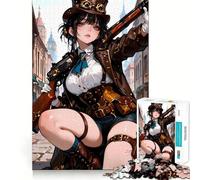 Puzzle Steampunk Anime Ragazza con Fucile 1000 Pezzi per Adolescenti Giocattolo Logic Boost Gioco Rilassante Premium Edge Art da Collezione 38x52cm