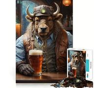Puzzle Steampunk Beer Buffalo da 1000 pezzi per adolescenti, gioco di logica solida, divertimento rilassante, taglio di precisione, oggetto regalo di Babbo Natale 38x26cm