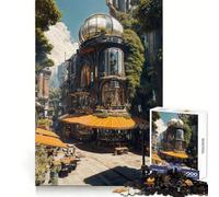 Puzzle Steampunk Cafe con elementi naturali, 1000 pezzi, ideale per ragazzi, per migliorare la memoria, rilassarsi e divertirsi Pezzo da collezione con tagli netti 50x75cm