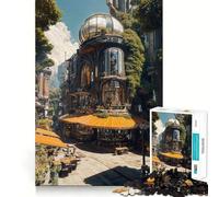 Puzzle Steampunk Cafe con elementi naturali, 1000 pezzi, ideale per ragazzi, per migliorare la memoria, rilassarsi e divertirsi Pezzo da collezione con tagli netti 50x75cm