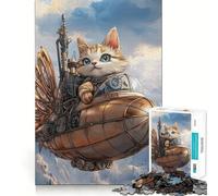 Puzzle Steampunk Cat Adventures da 1000 pezzi per adolescenti, gioco di logica, antistress, taglio preciso, regalo artistico 38x26cm