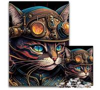 Puzzle Steampunk Cat da 1000 pezzi per adulti, puzzle per adulti, sfida mentale, regalo, attività educativa per adolescenti, 26X38CM/10,23x14,96 pollici