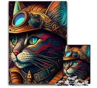 Puzzle Steampunk Cat da 1000 pezzi, puzzle per adulti, sfida mentale, regalo perfetto per adolescenti e arredamento per la casa, 26X38CM/10,23x14,96 pollici.