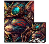 Puzzle Steampunk Cat per adulti, 1000 puzzle impegnativi, design intricato per adolescenti, decorazioni fai da te e divertimento che stimola la mente, 50x75CM/19,68x29,52 pollici