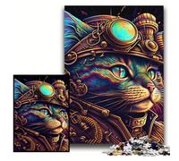 Puzzle Steampunk Cat Puzzle per adulti 50x75cm Perfetto per il divertimento in famiglia a Natale, Ringraziamento, Compleanni e Pasqua