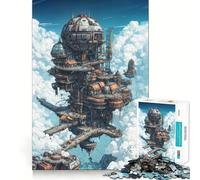 Puzzle Steampunk "Città nel Cielo" da 1000 pezzi per adolescenti, gioco che stimola la logica e favorisce il gioco rilassante, con bordi di alta qualità e grafica da collezione 38x52cm