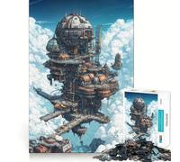 Puzzle Steampunk "Città nel Cielo" da 1000 pezzi per adulti, gioco per allenare la mente, divertimento condiviso, taglio di precisione, opera d'arte da esporre 50x75cm