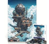 Puzzle Steampunk "Città nel Cielo" da 1000 pezzi per adulti, gioco per allenare la mente, divertimento condiviso, taglio di precisione, opera d'arte da esporre 50x75cm