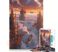 Puzzle Steampunk City al tramonto da 1000 pezzi per adolescenti, ideale per rilassarsi e rigenerarsi, un'opera d'arte nitida e raffinata 38x52cm