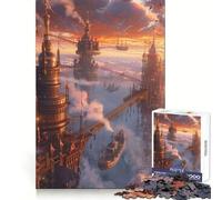 Puzzle Steampunk City al tramonto da 1000 pezzi per adolescenti, ideale per rilassarsi e rigenerarsi, un'opera d'arte nitida e raffinata 38x52cm
