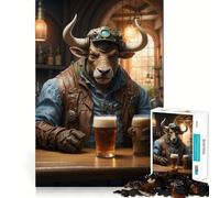 Puzzle Steampunk con bue della birra artigianale per adulti, 1000 pezzi, gioco per allenare la mente, svago leggero, design da assemblare, regalo stagionale 50x75cm