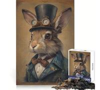 Puzzle Steampunk con Coniglio, 1000 pezzi, per adulti, gioco di logica, divertimento condiviso, taglio di precisione, opera d'arte da esporre 38x52cm