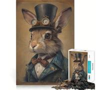 Puzzle Steampunk con coniglio per ragazzi, 1000 pezzi, gioco di logica fine, passatempo rilassante, bordo netto, pezzo da collezione 38x26cm