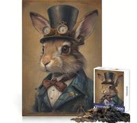 Puzzle Steampunk con coniglio per ragazzi, 1000 pezzi, gioco di logica fine, passatempo rilassante, bordo netto, pezzo da collezione 38x26cm