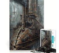 Puzzle Steampunk con dirigibile per ragazzi, 1000 pezzi, giocattolo intelligente per il tempo libero, taglio preciso, regalo stagionale 38x52cm